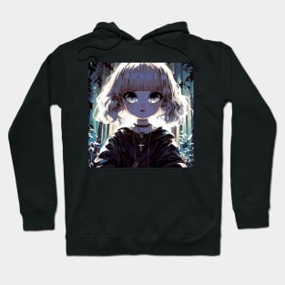 Cute Anime Goth Girl in Forest Hoodie